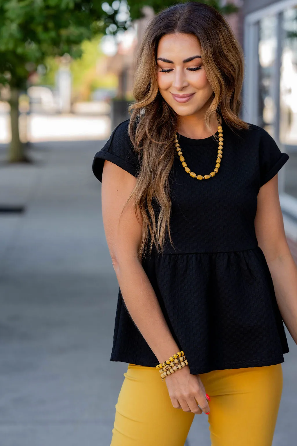 Subtle Checkered Peplum Tee