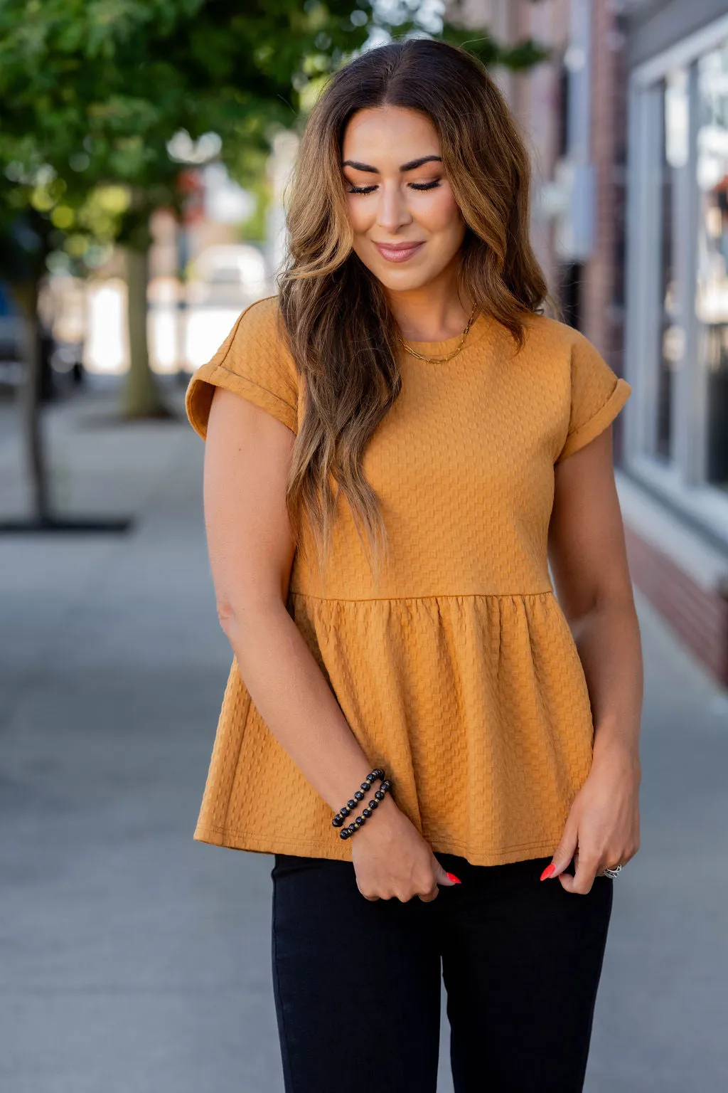 Subtle Checkered Peplum Tee