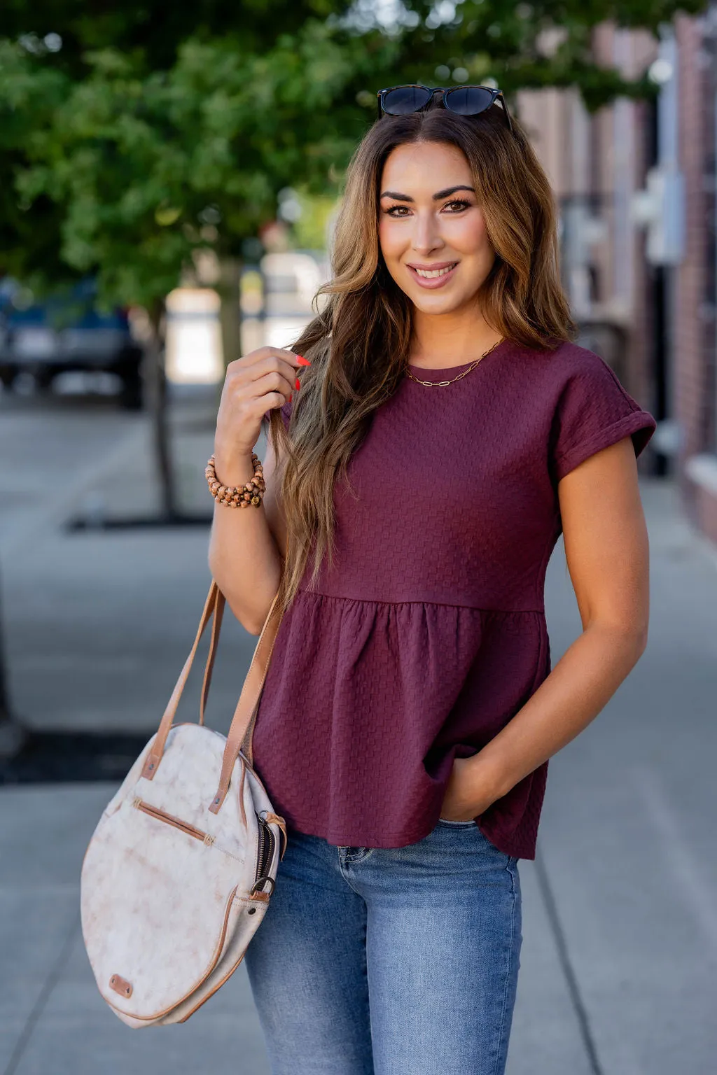 Subtle Checkered Peplum Tee