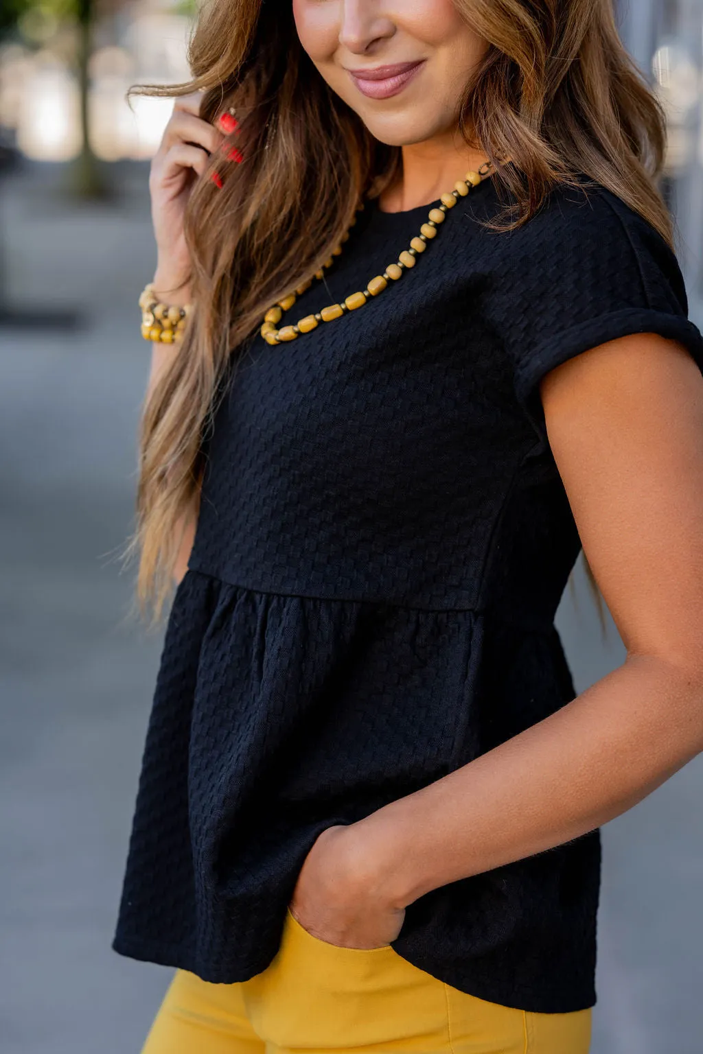 Subtle Checkered Peplum Tee