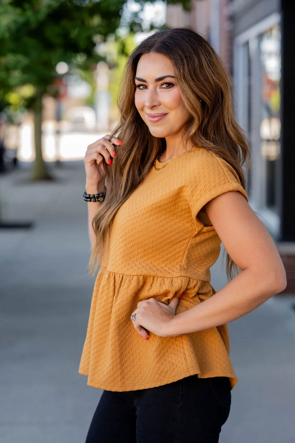 Subtle Checkered Peplum Tee