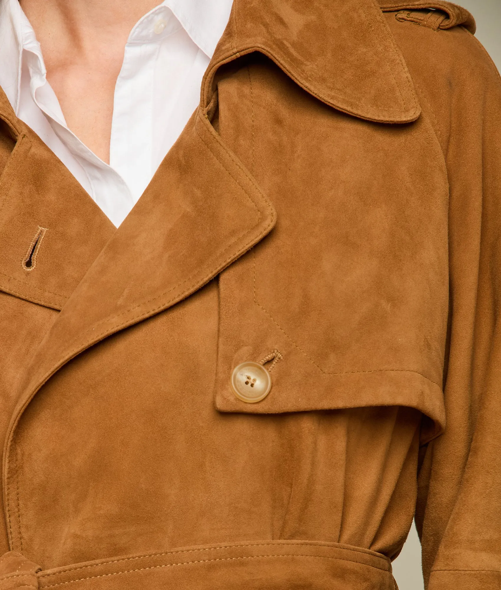 Suellen Suede Trench Coat :: Caramel