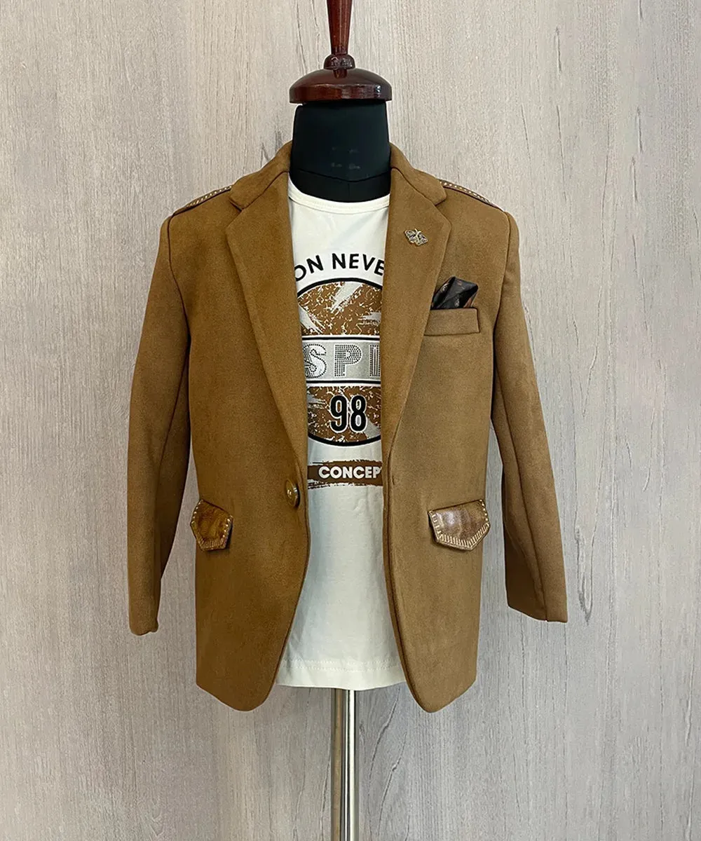 Tan Brown Colored Blazer Set for Winter Looks