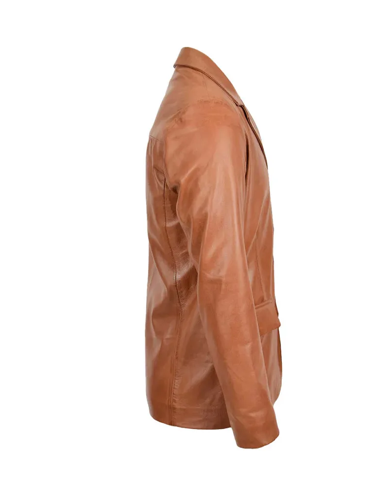 Tan Brown lapel Style Leather Blazer