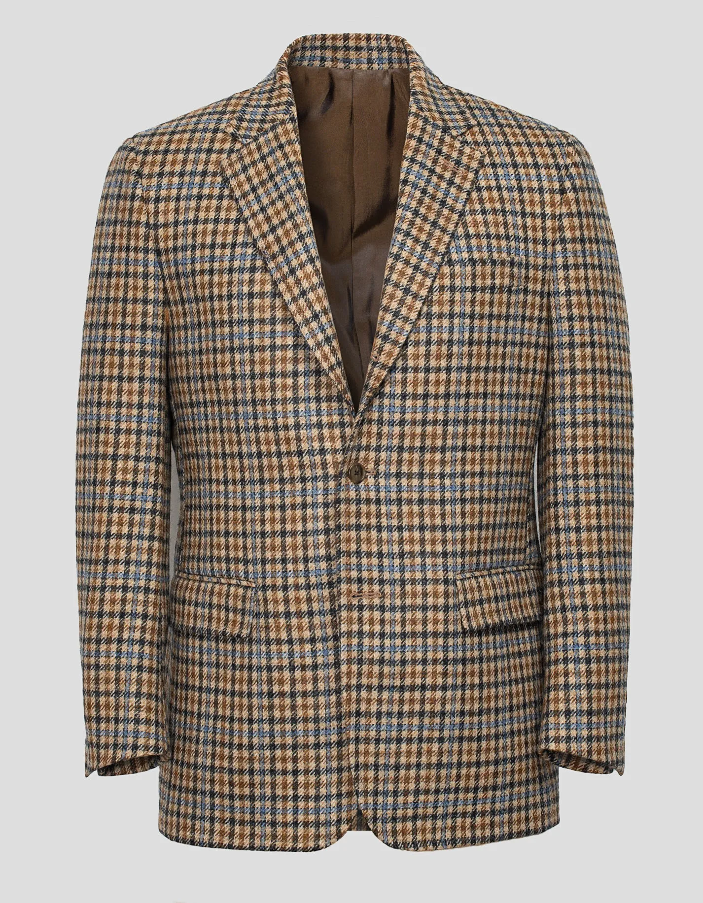 TAN CHECK WITH BLUE PANE SPORT COAT - MTO