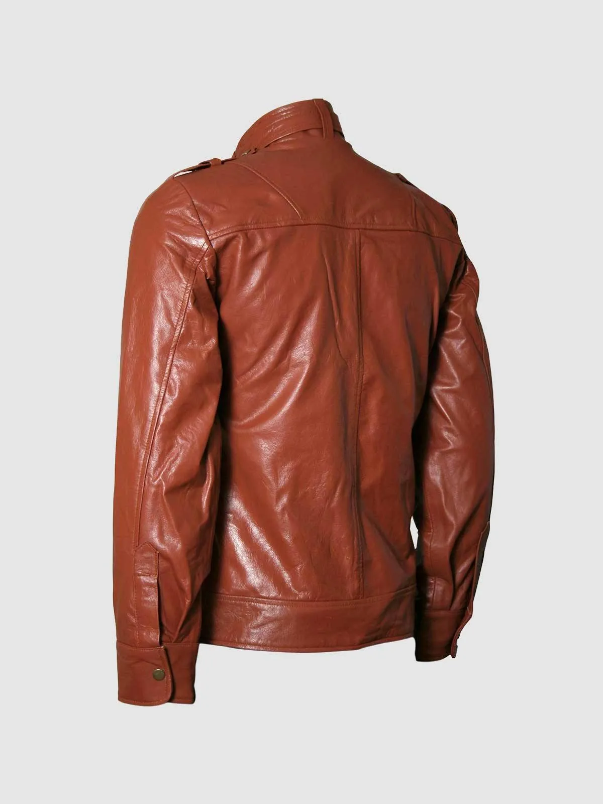 Tan Leather Moto Jacket