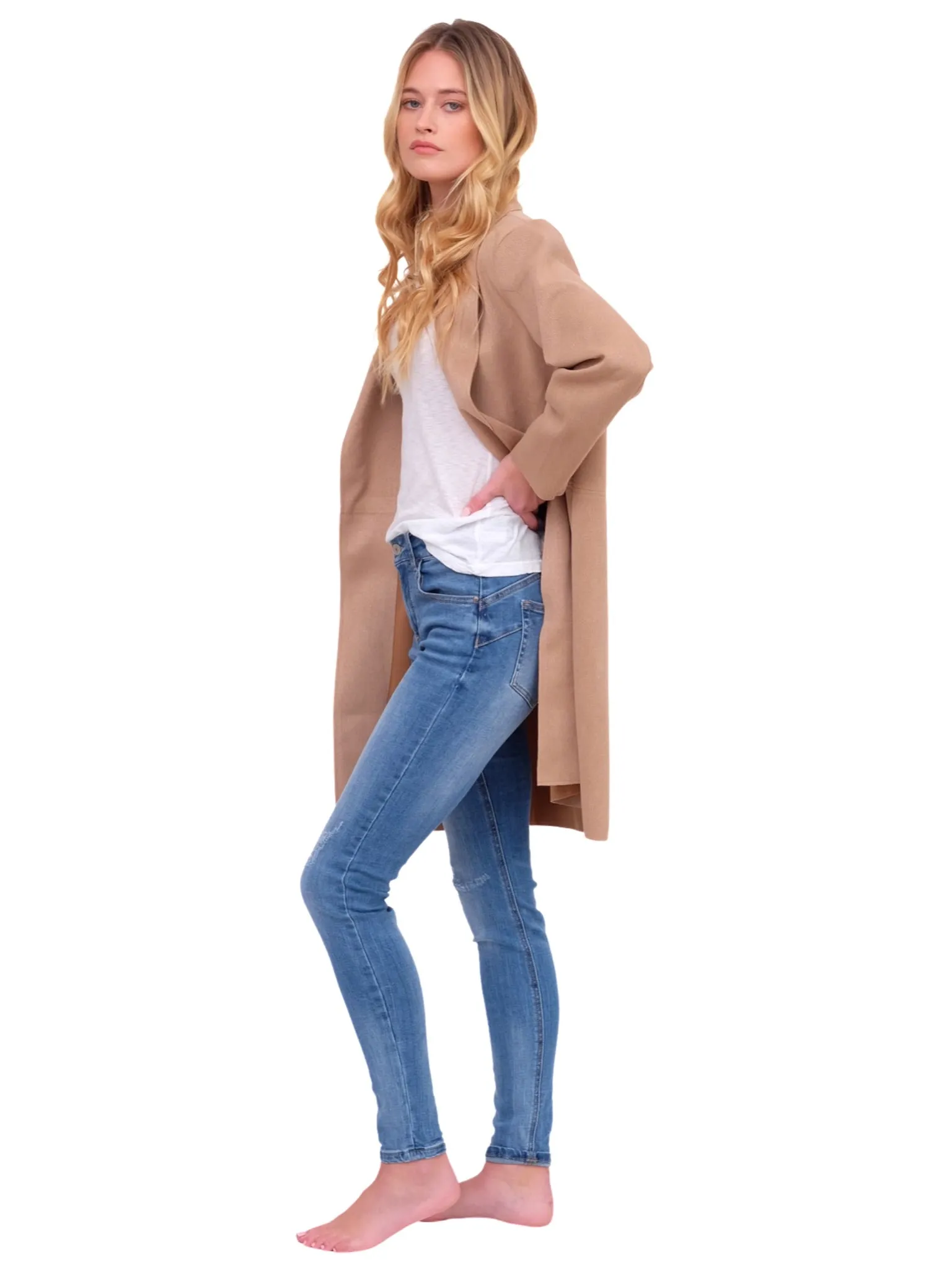 Tan Open Front Coat