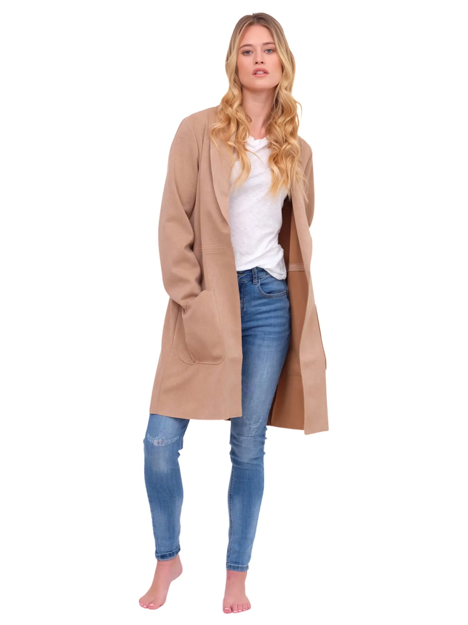 Tan Open Front Coat