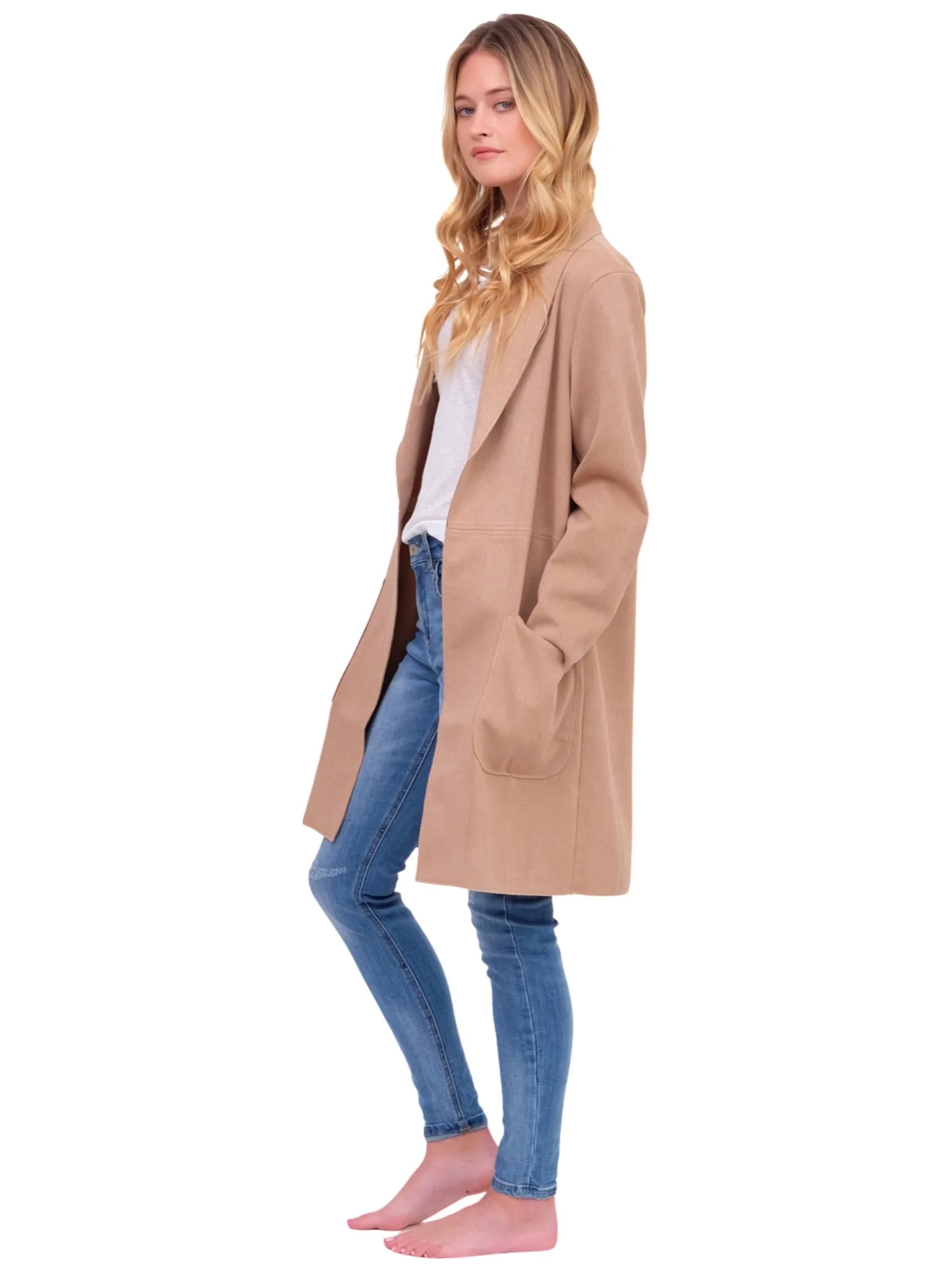 Tan Open Front Coat