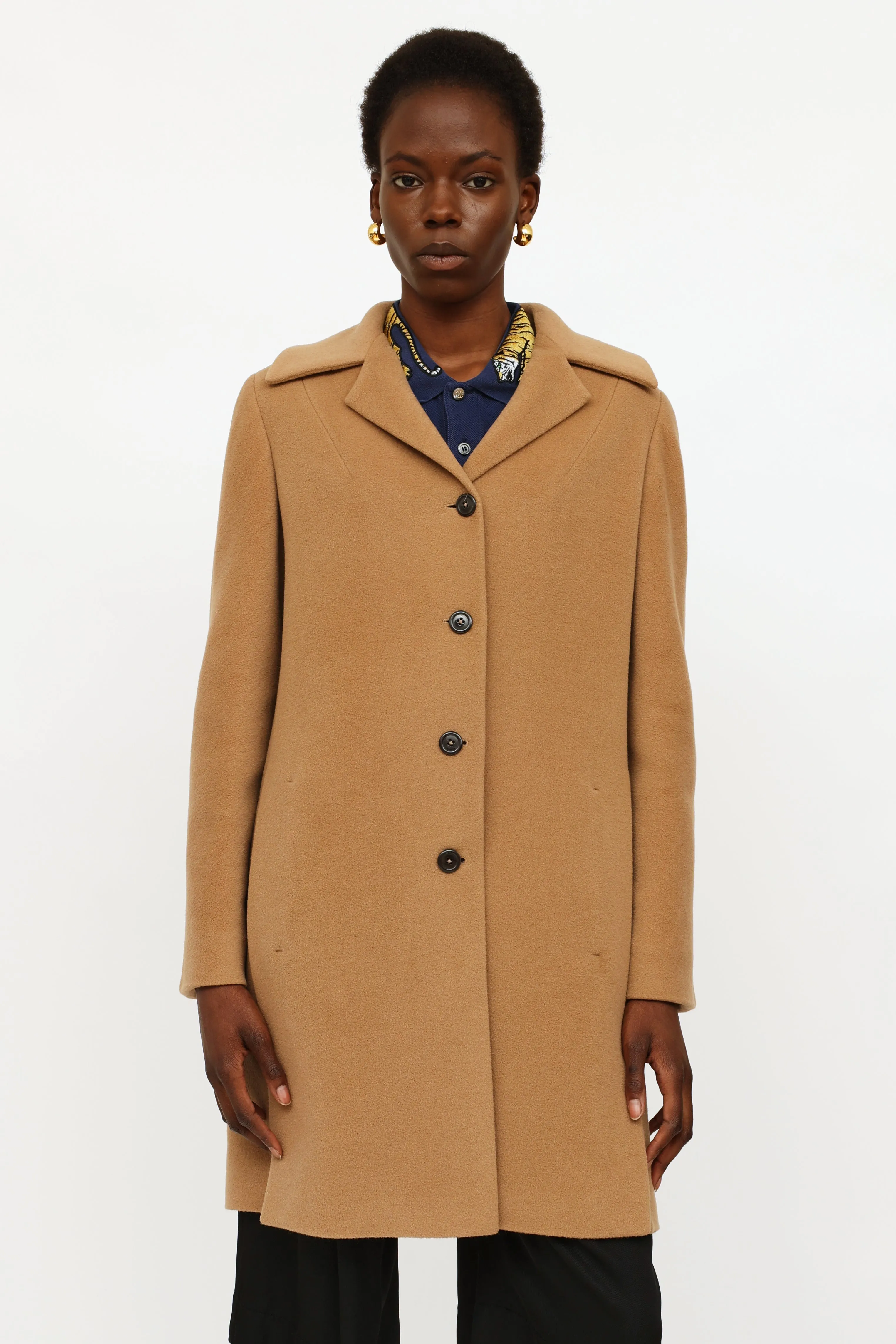 Tan Wool Button Up Coat