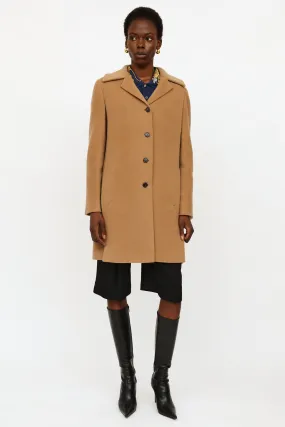 Tan Wool Button Up Coat