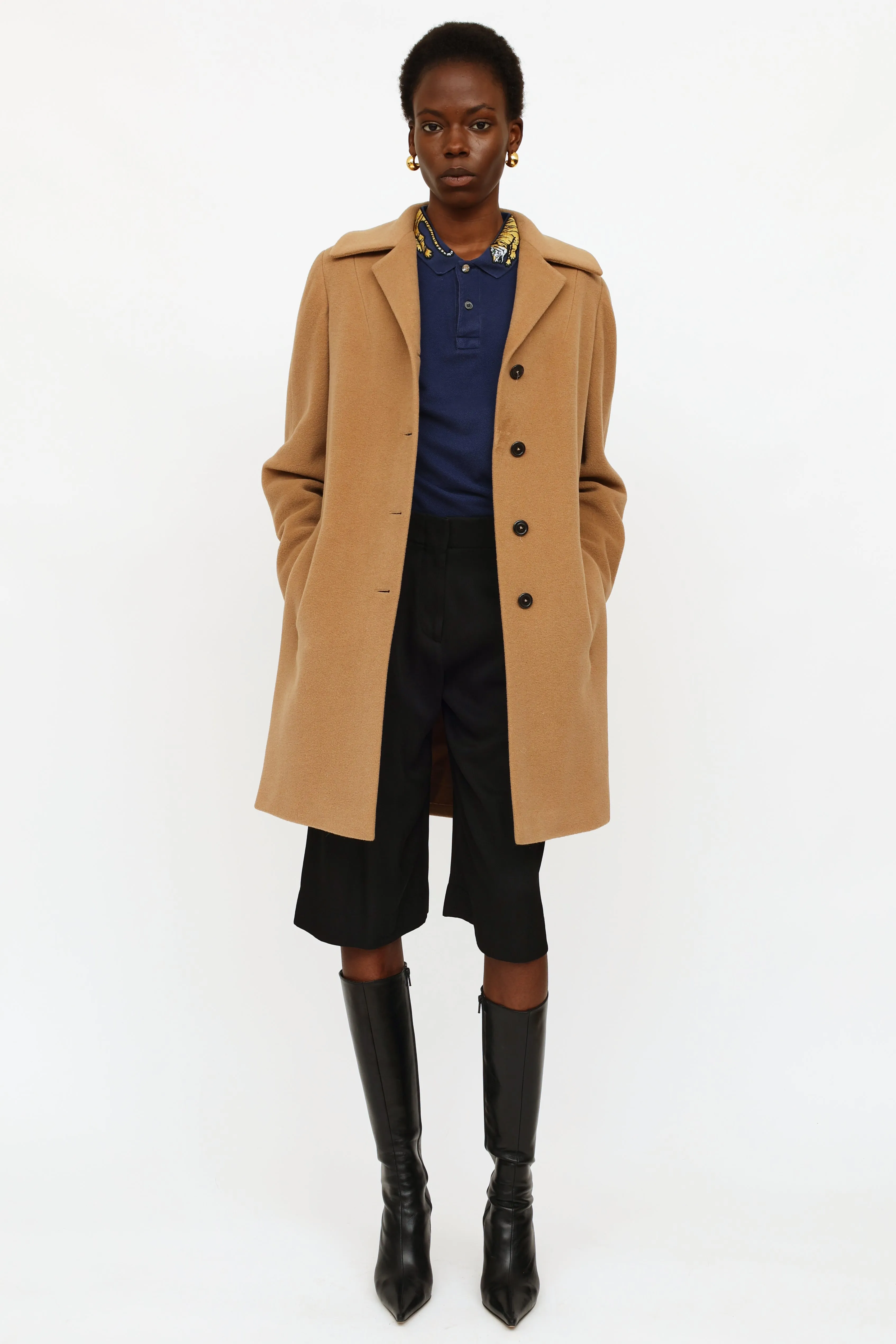 Tan Wool Button Up Coat