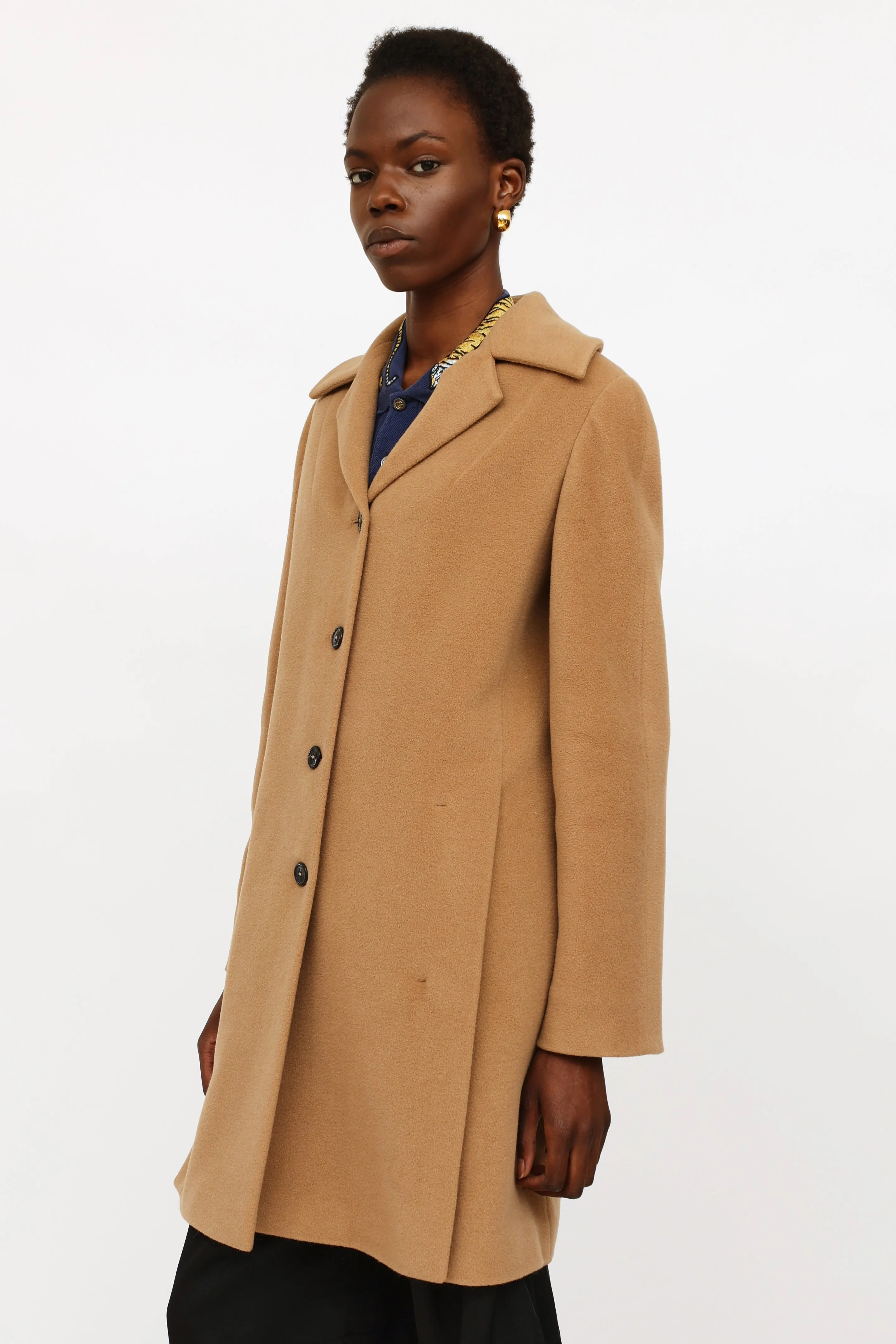 Tan Wool Button Up Coat