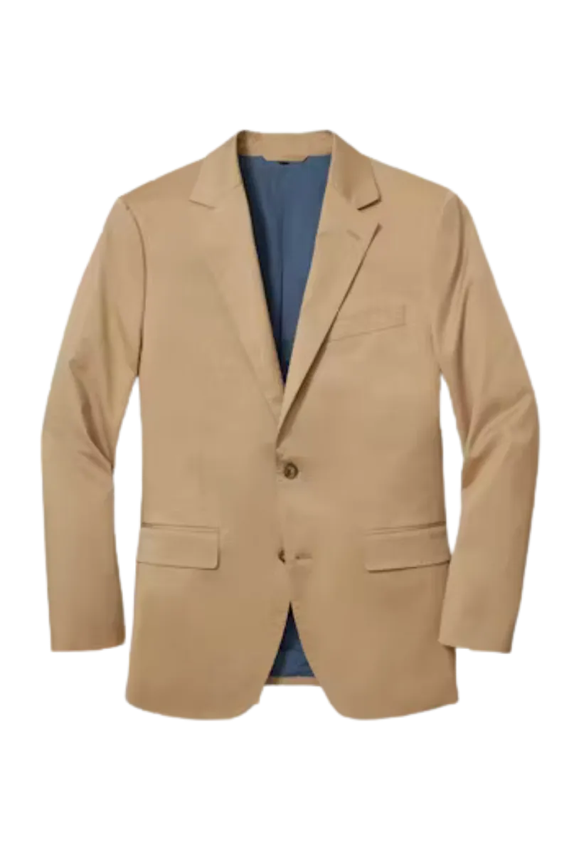 Tan Wool Stretch 2-Button Notch Lapel Jacket