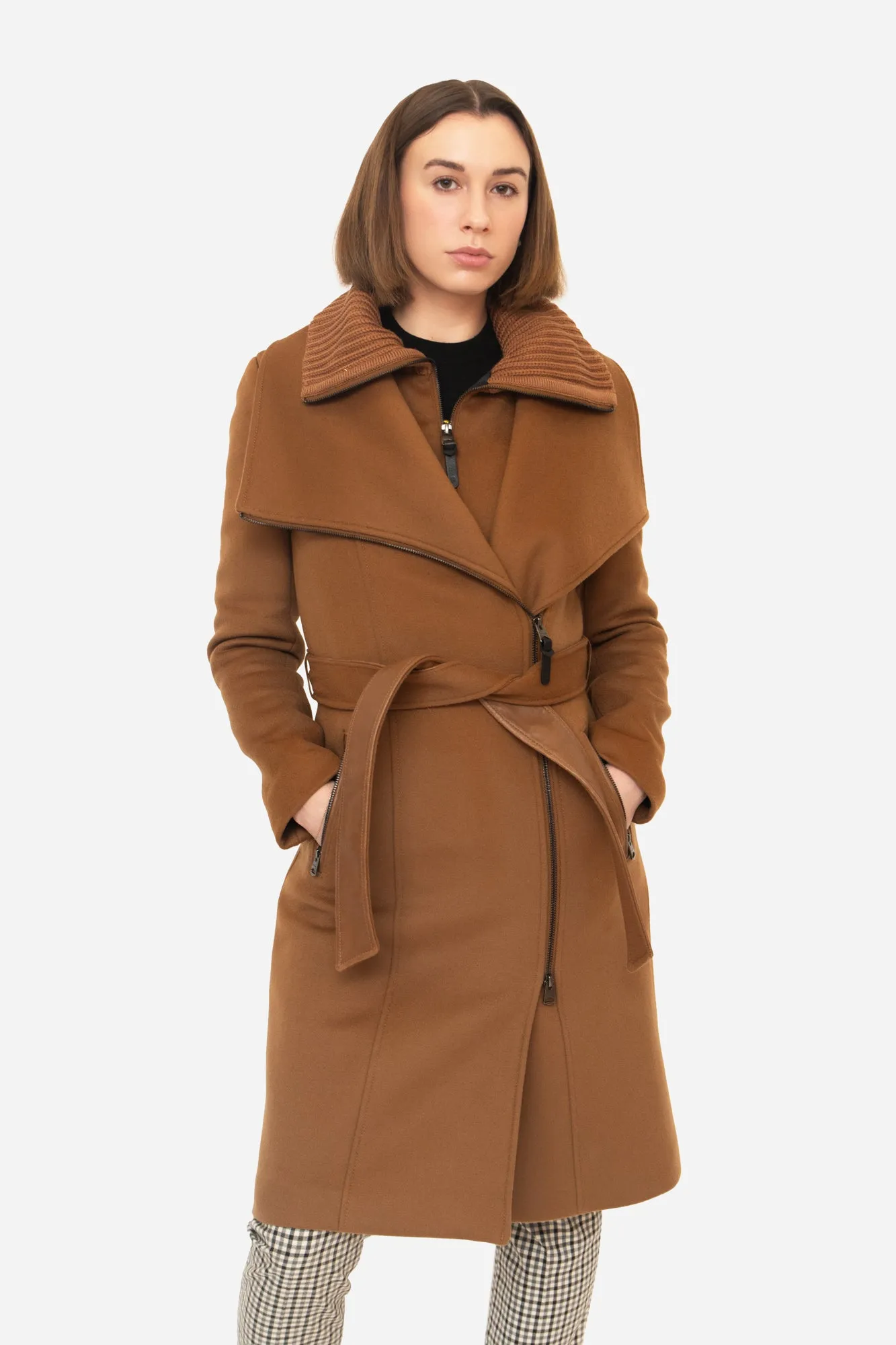 Tan Wool Winter Coat Nori-K Double Collar