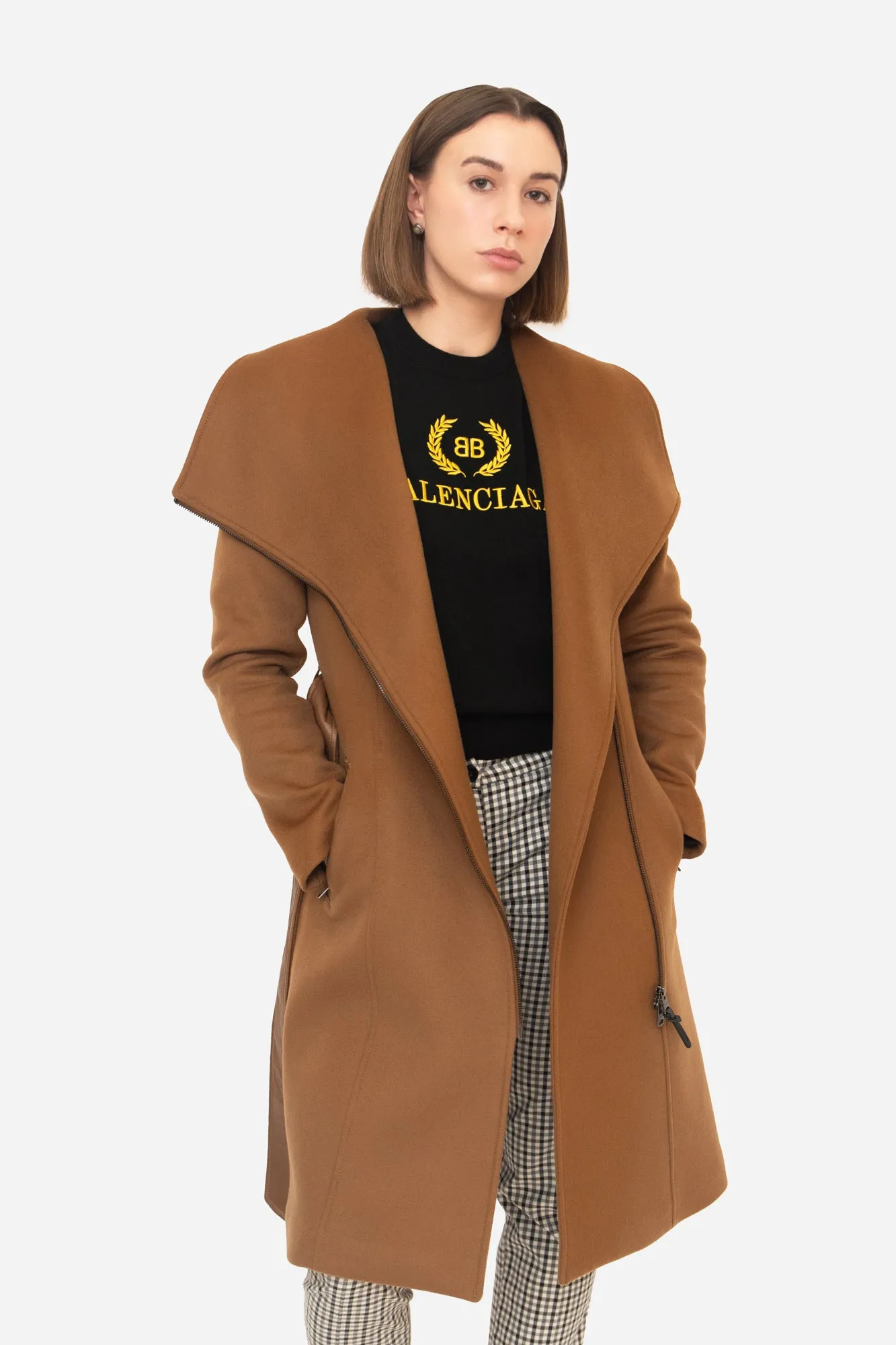 Tan Wool Winter Coat Nori-K Double Collar