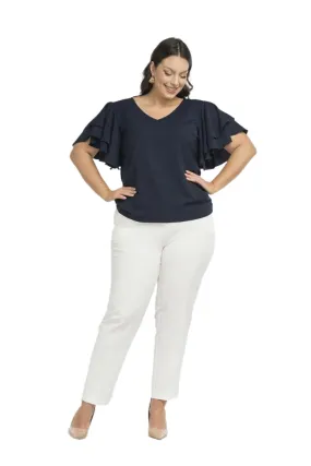 TEEK - Plus Size Big Ruffle Sleeves Blouse