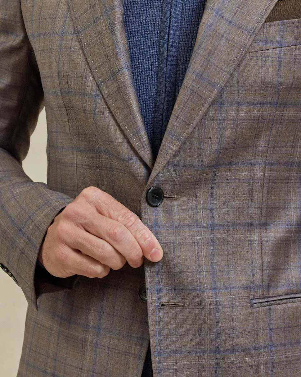 The Cameron - Reda Sport Coat - Tan Blue Plaid