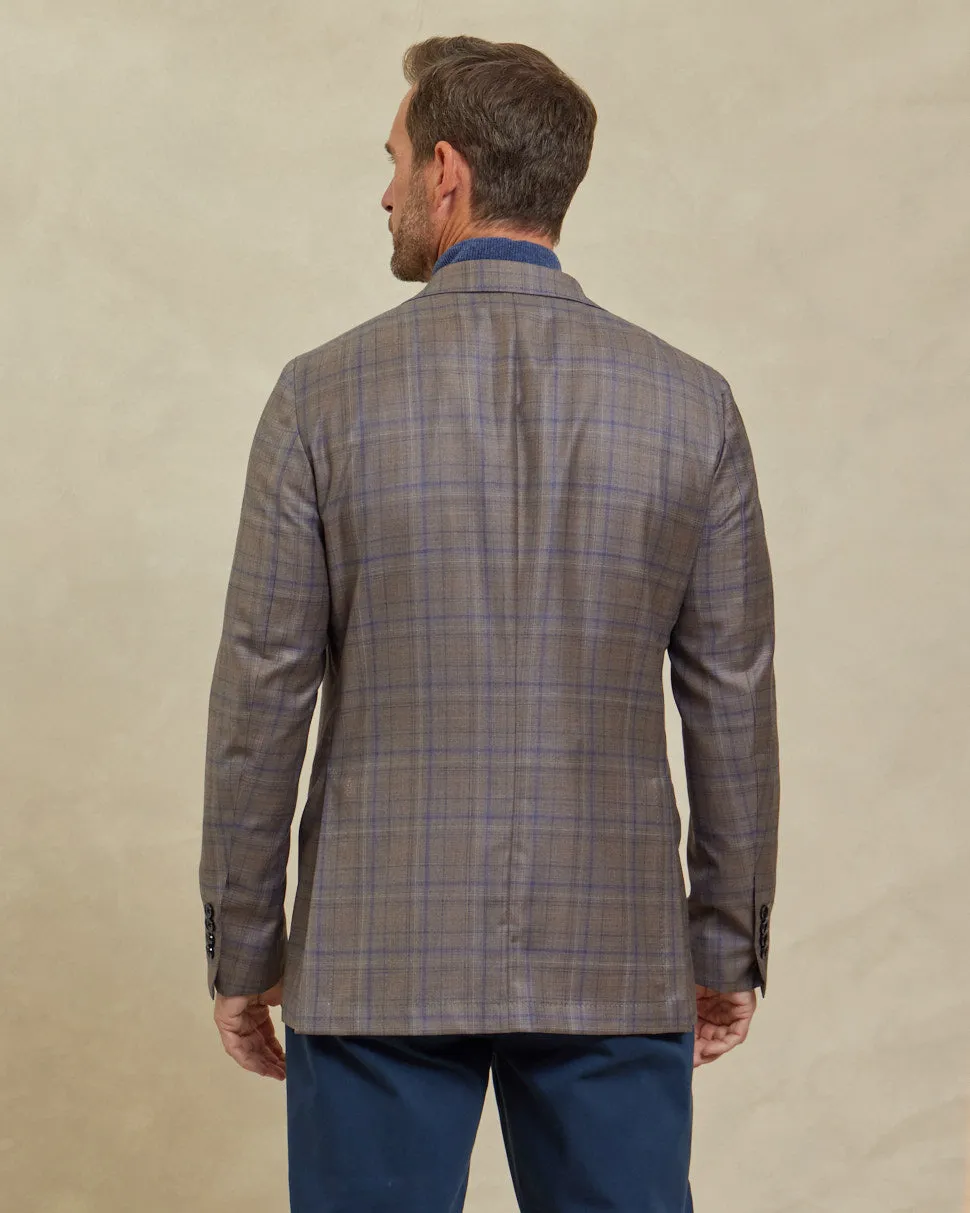 The Cameron - Reda Sport Coat - Tan Blue Plaid