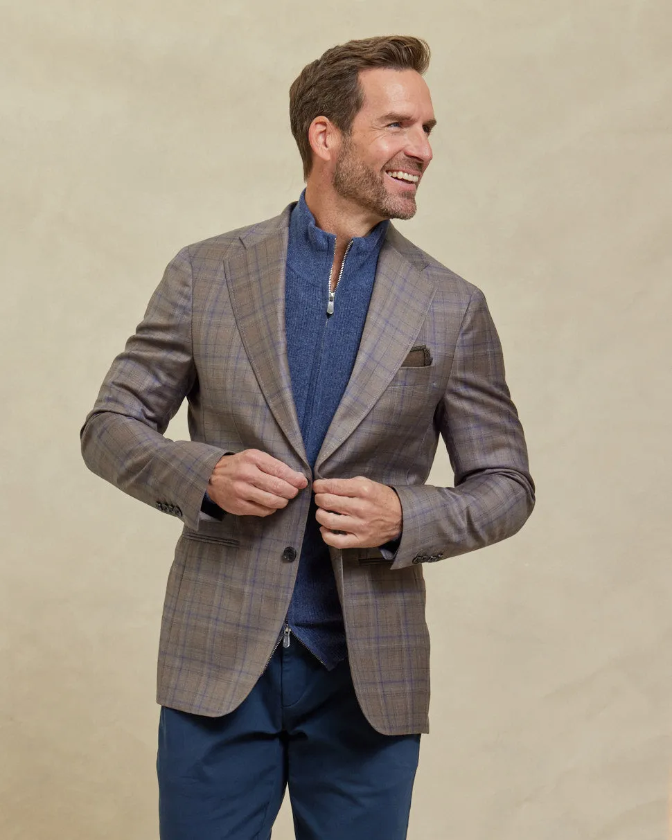 The Cameron - Reda Sport Coat - Tan Blue Plaid