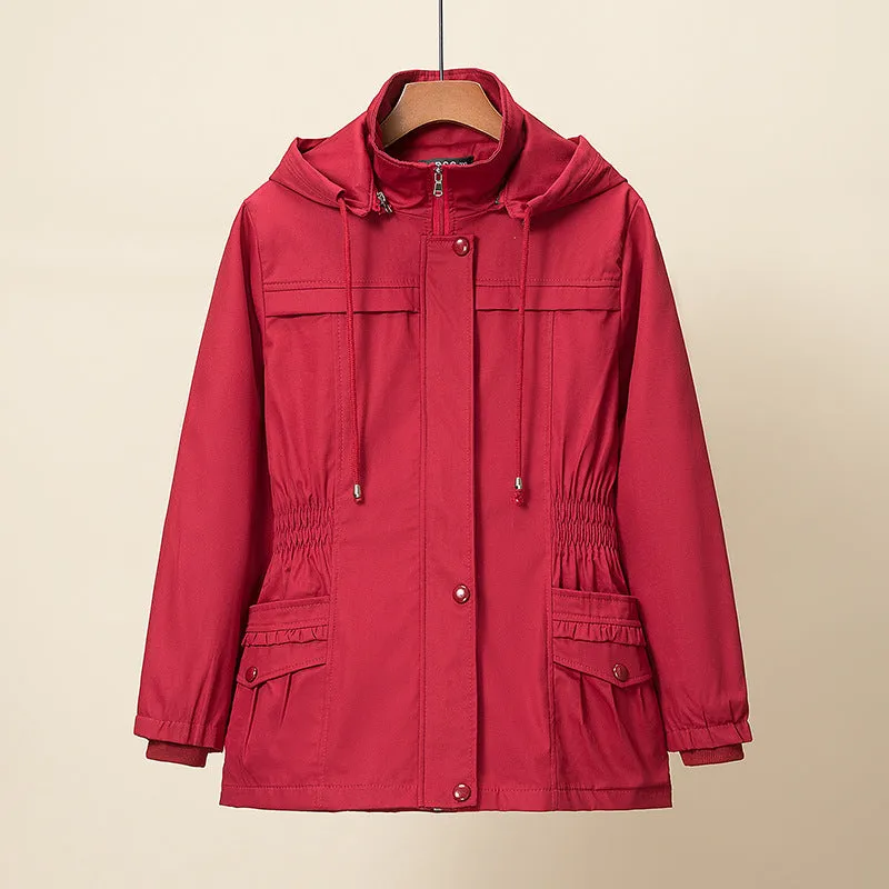 Trench Spring Hooded & Button Windbreaker Loose Jackets