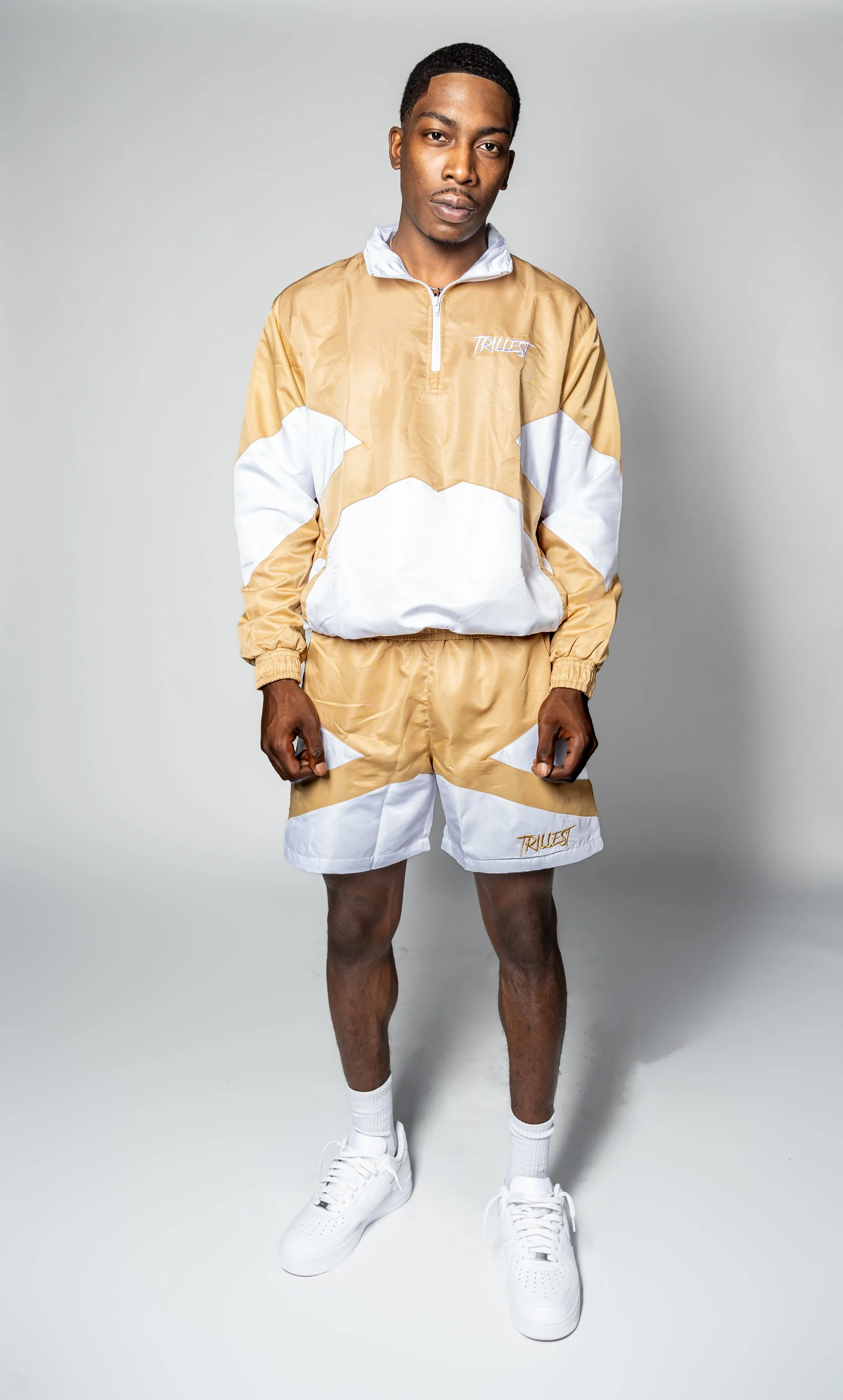 Trillest Panel Windbreaker Jacket - Tan\White