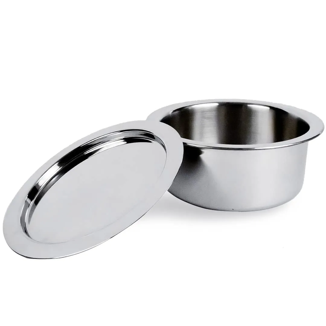 USHA SHRIRAM Triply Stainless Steel Tope (20cm, 3L) with Lid |Steel Patila Gas Induction Base Cookware | Tea Milk Boiling Vessel Pot Pan Steel Heavy Bottom | Cooking Pot | Stainless Steel Cookware