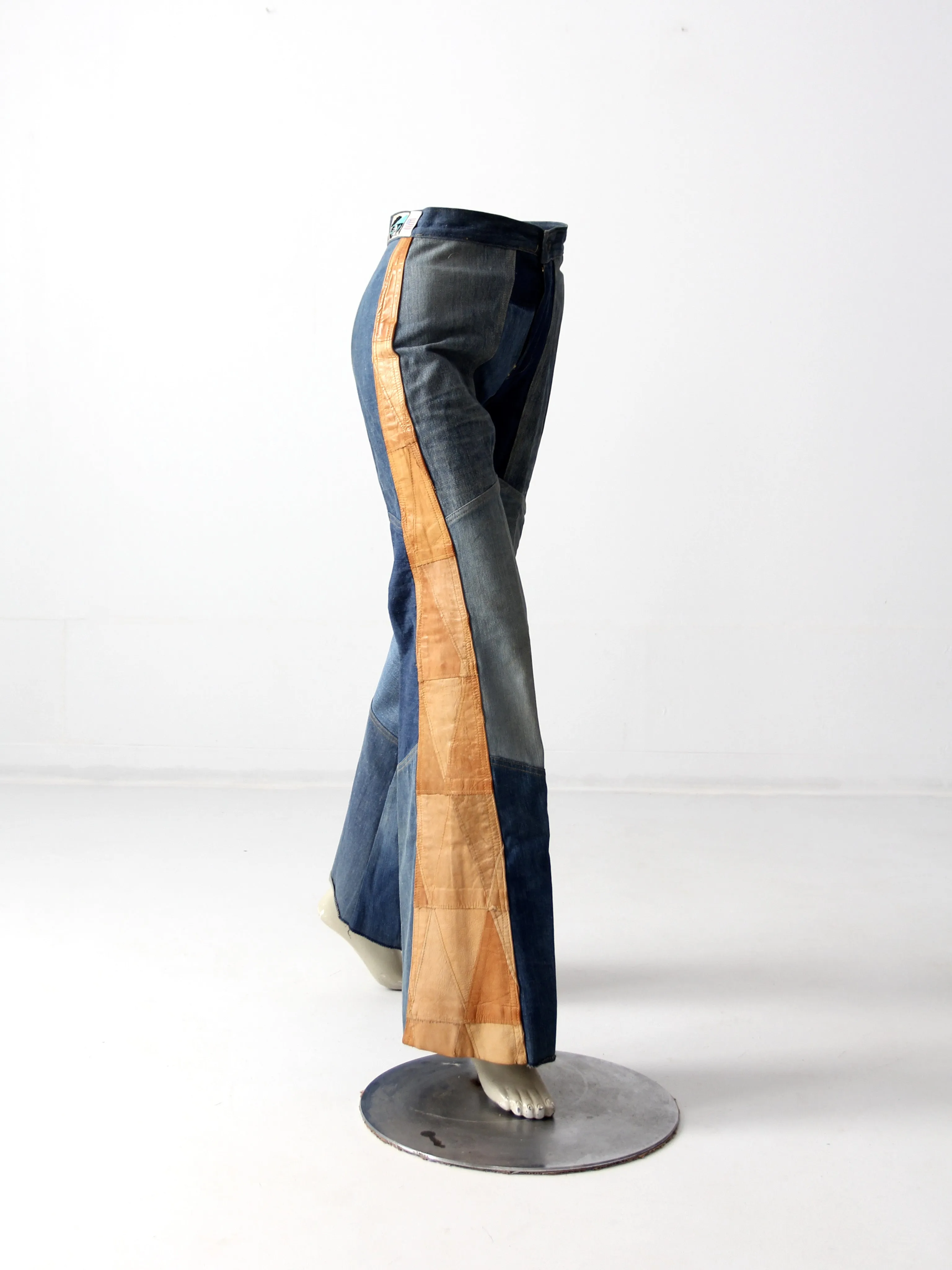 vintage 70s Antonio Guiseppe patchwork jeans, 27 x 34