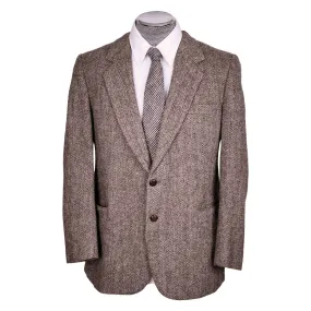 Vintage Harris Tweed Mens Jacket Herringbone Wool Sport Coat - Size 44 R