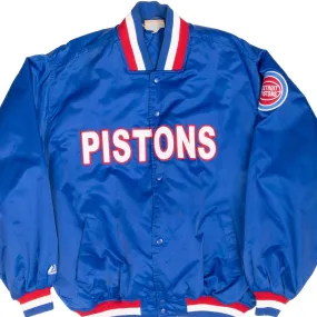 VINTAGE NBA DETROIT PISTONS VARSITY SATIN BOMBER JACKET XL