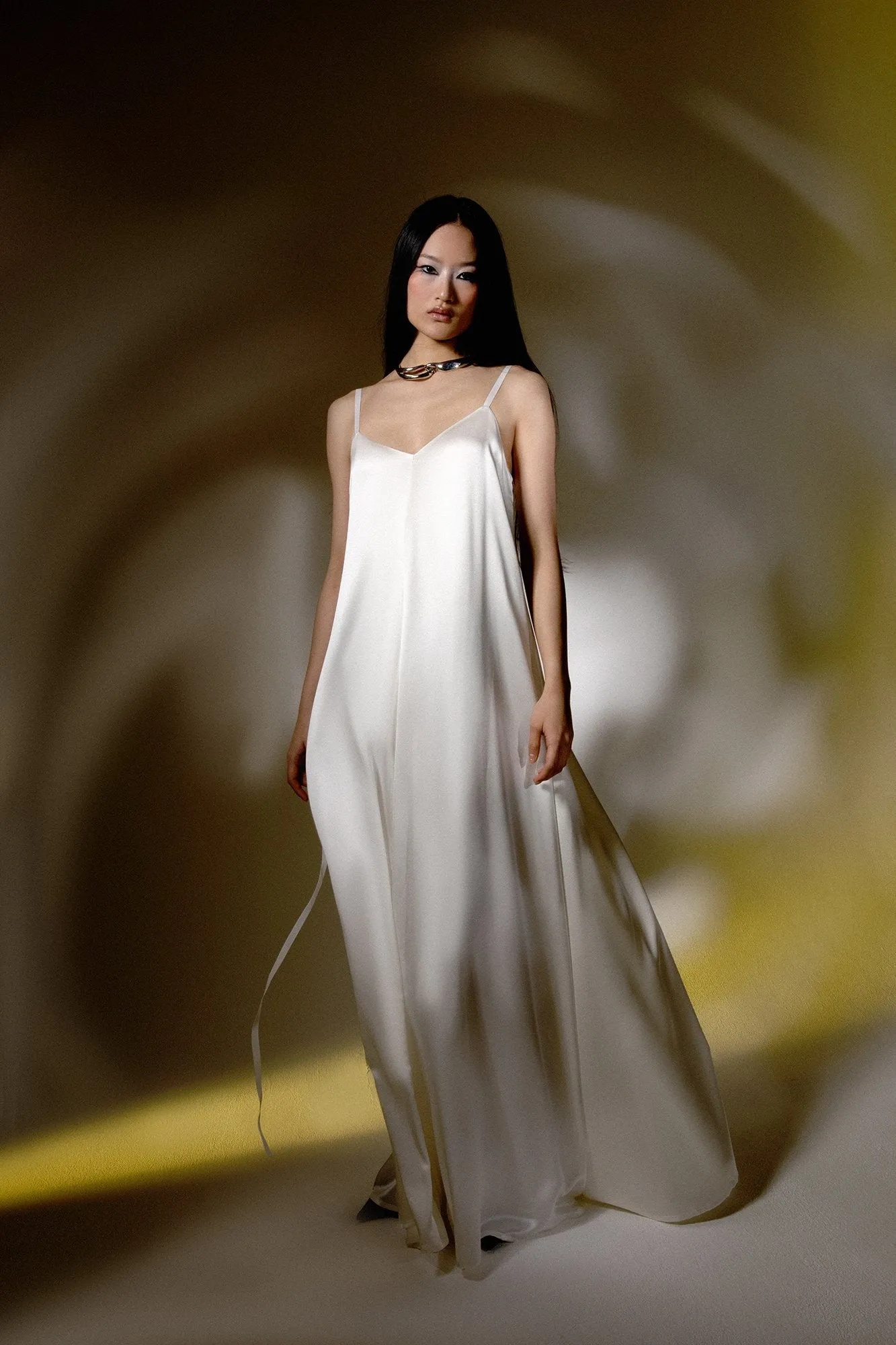 White Silk Long Dress by INNNA