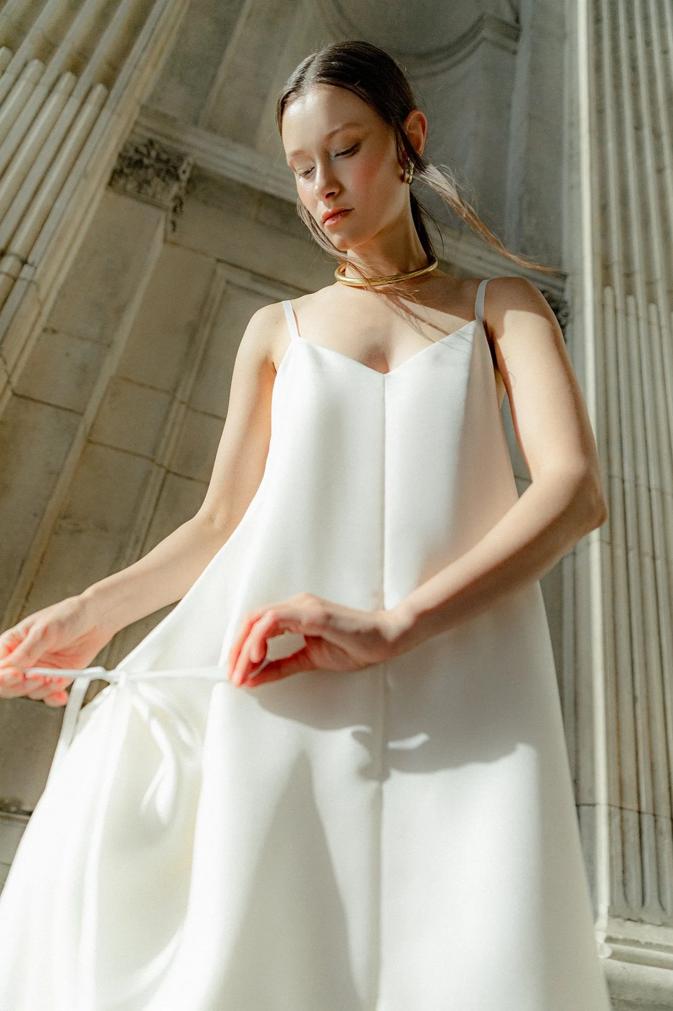 White Silk Long Dress by INNNA