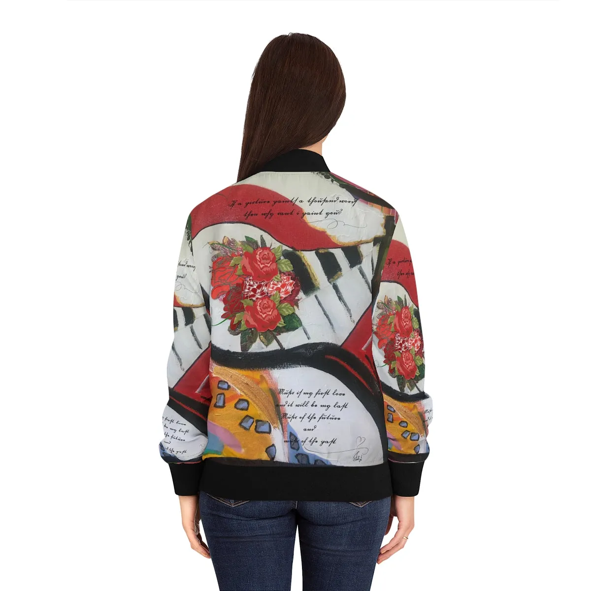 Women's Bomber Jacket (AOP) MUSIC & WORDS