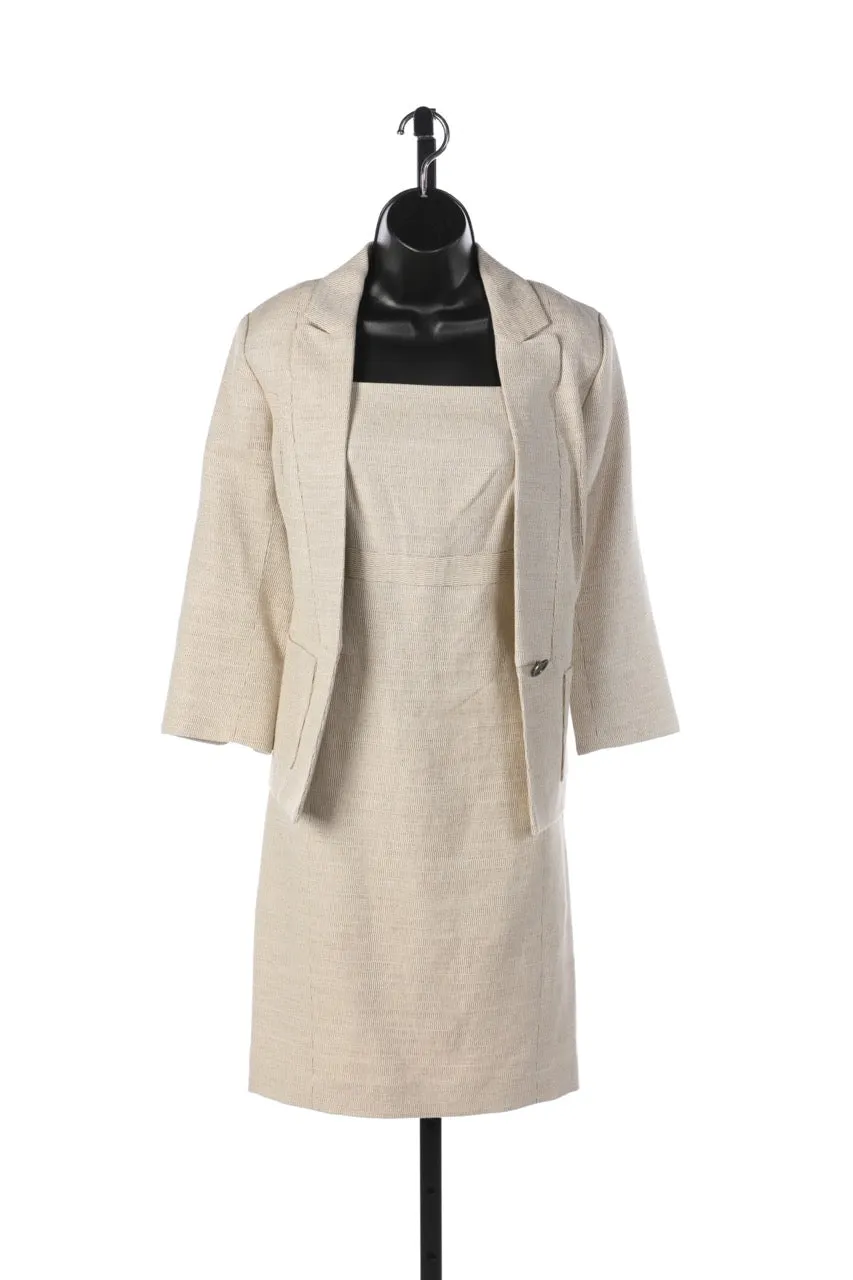 Worth New York Linen Light Tan Single Button Blazer (Part of Set - Dress)