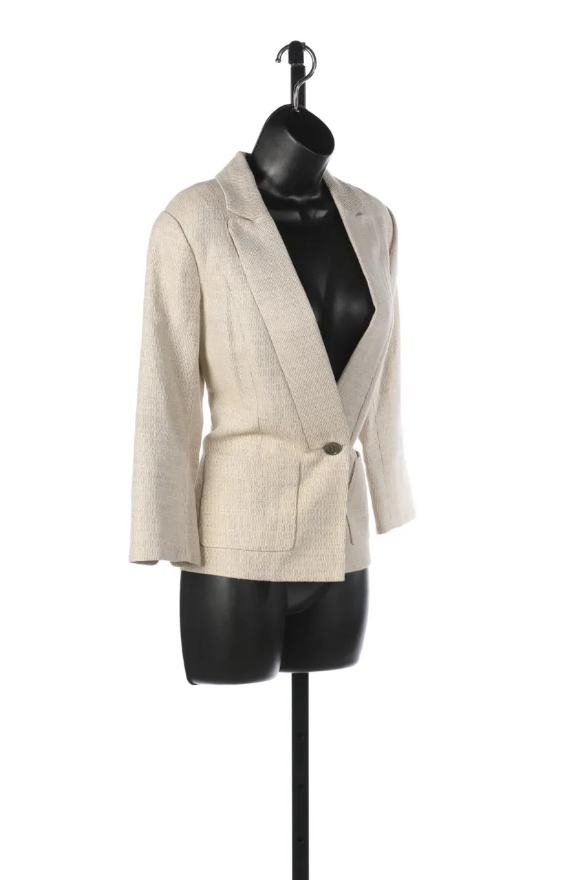 Worth New York Linen Light Tan Single Button Blazer (Part of Set - Dress)