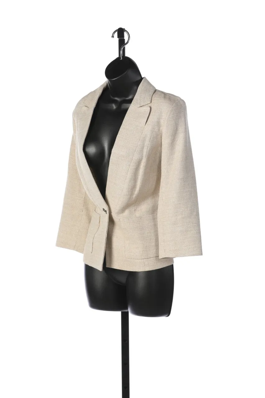 Worth New York Linen Light Tan Single Button Blazer (Part of Set - Dress)