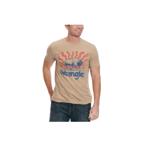 Wrangler Men's Toasted Sunrise Logo Graphic Short Sleeve Sand Buffalo Tan T Shirt